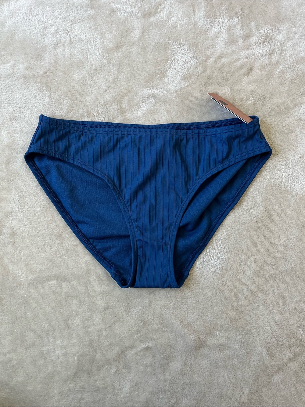 Shade & Shore Women’s Blue Low Rise Ribbed Bikini Bottoms Small (4-6) NWT